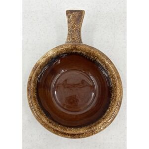 Vintage Hull Brown Drip Soup Chili Bowl With Handle Oven Proof